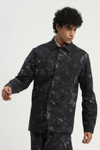 News Print Shirt Jacket