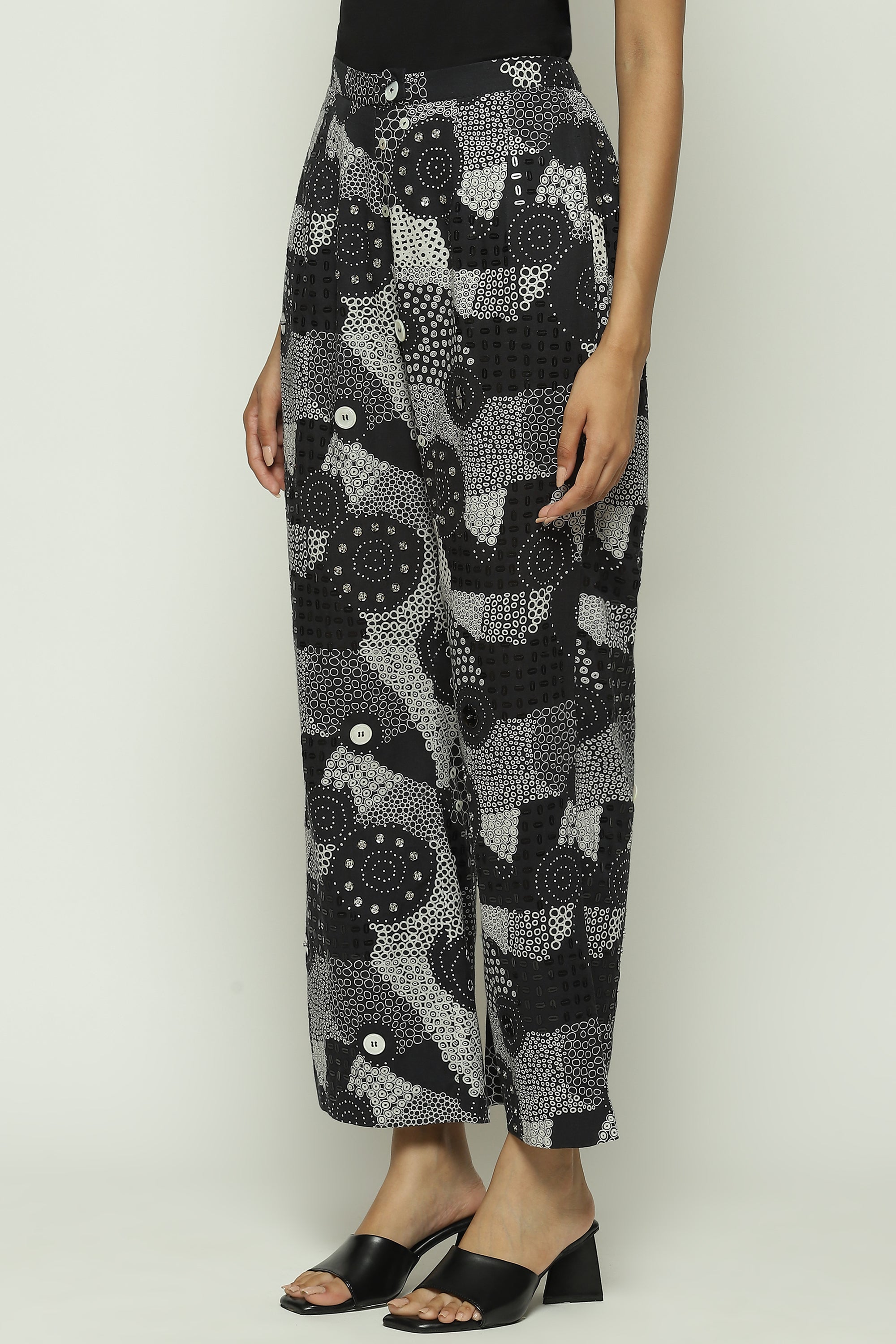 Multi Dots Black Trouser