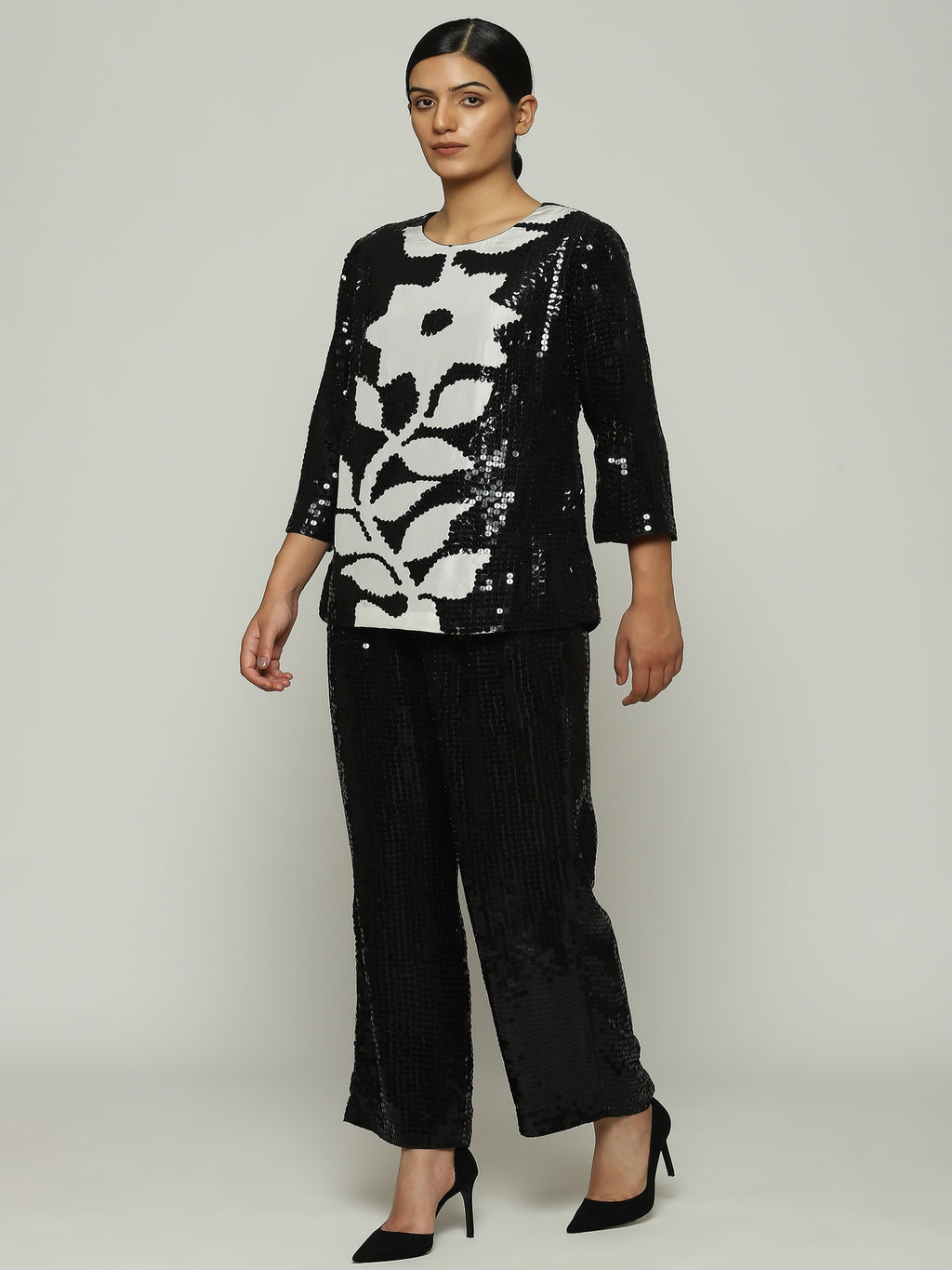 Print & Sequins  Floral Tunic
