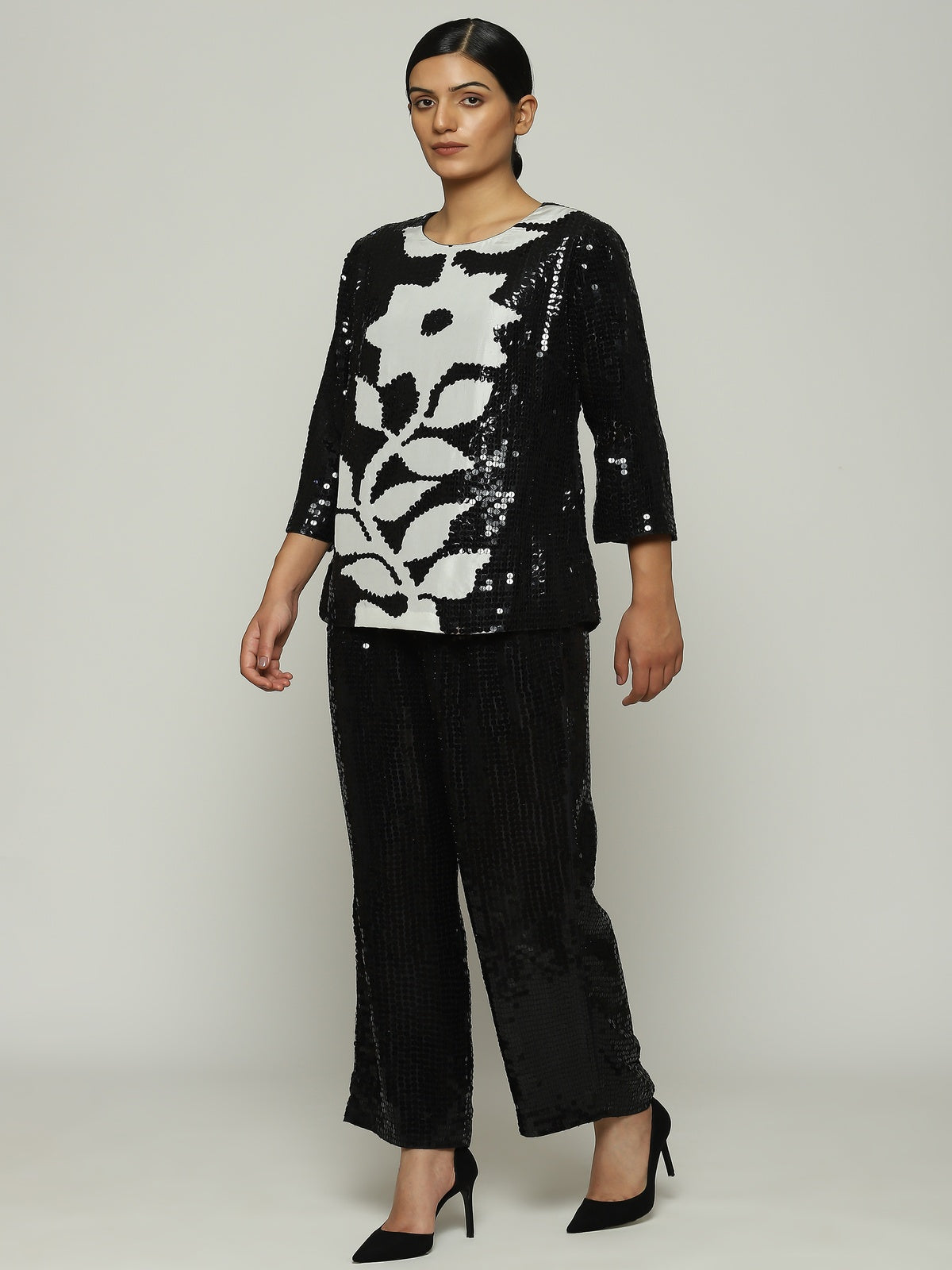 Print & Sequins  Floral Tunic
