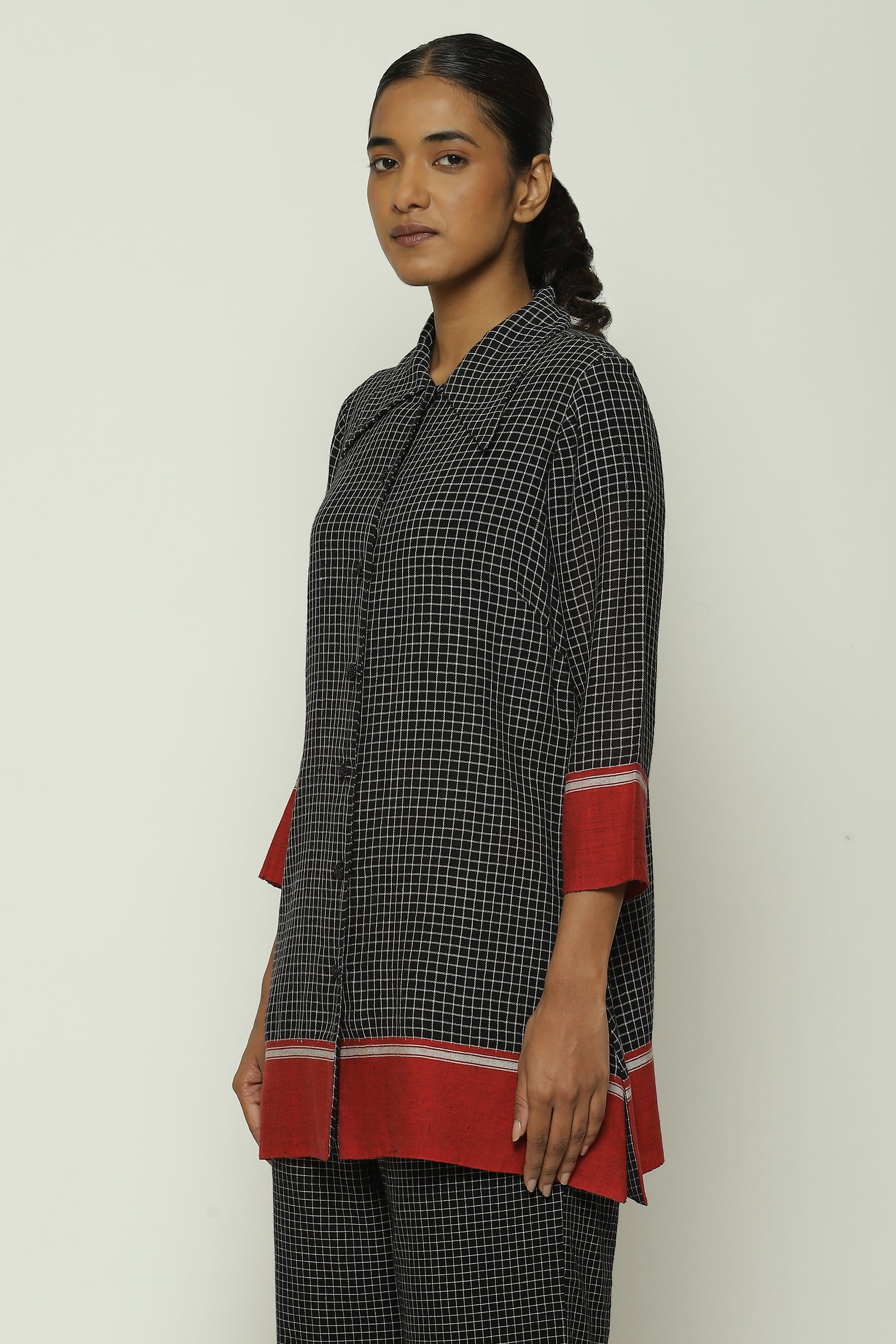 Chettinad Checks Red Border Shirt