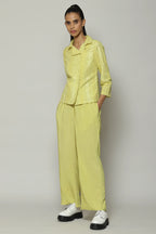 Patchwork Embroidered Cambric Shirt Lime