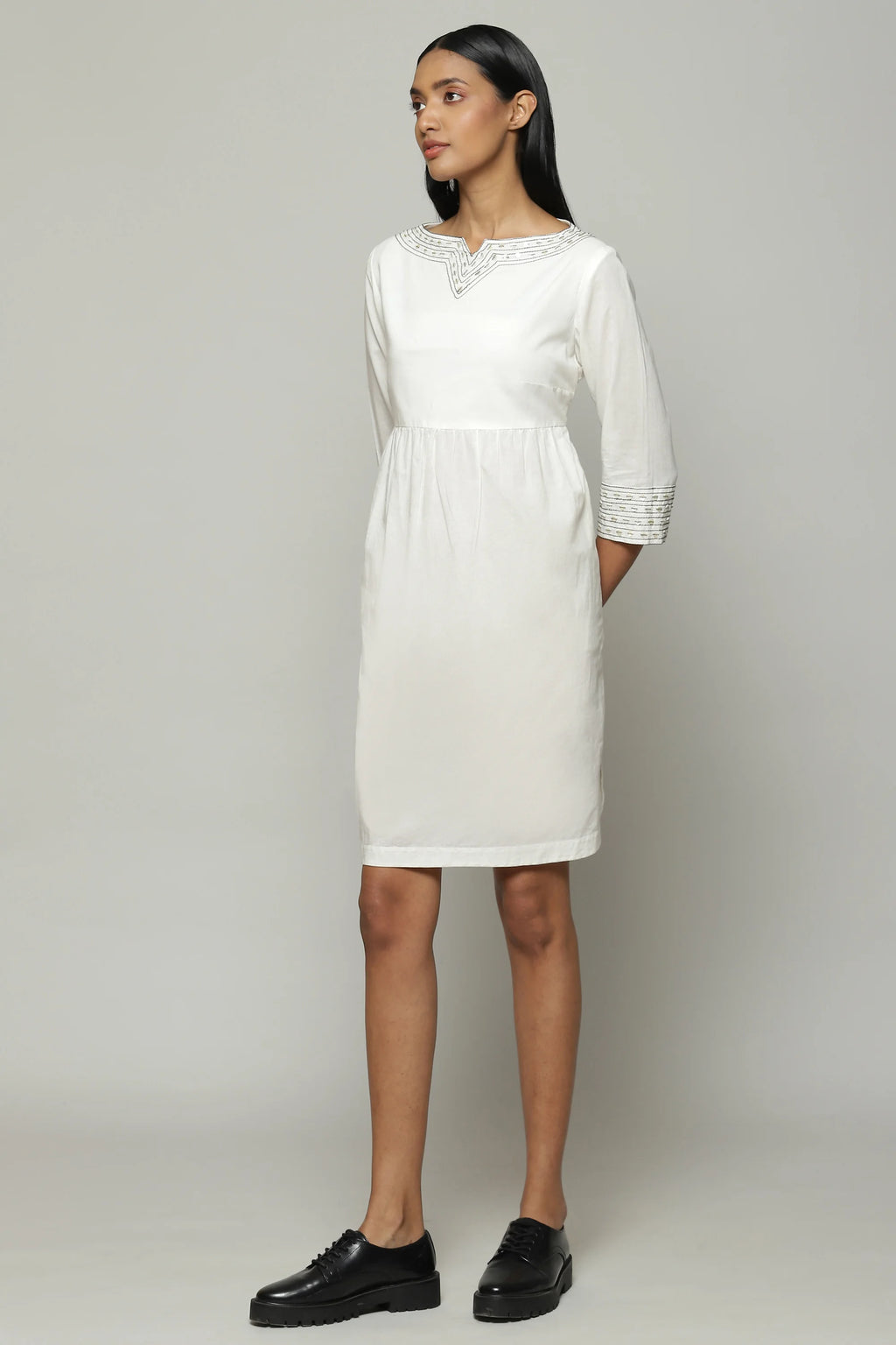 Mother Of Pearl Embroidered Cambric Tunic Ivory