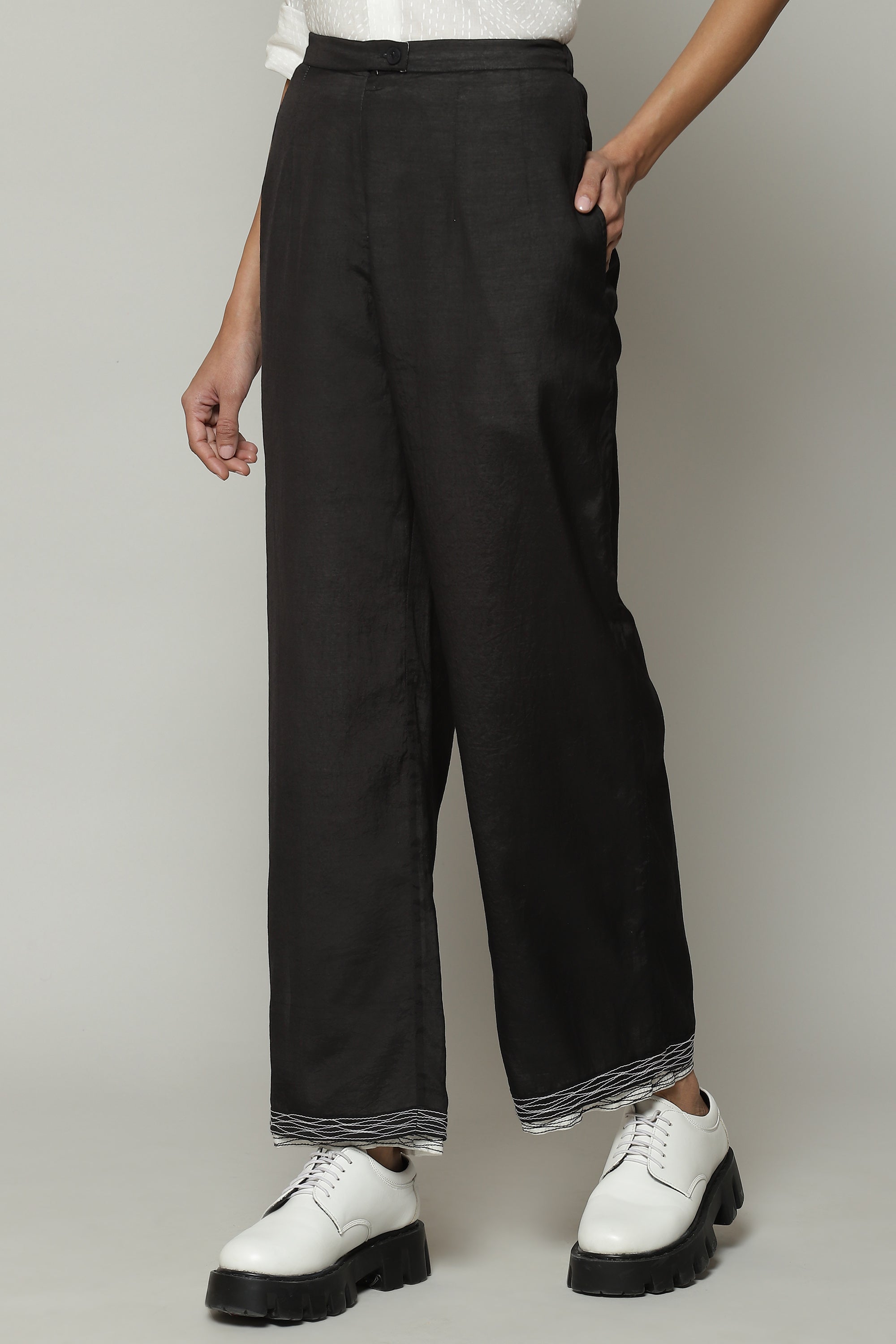 Double Sheer Luxe Voile Pant Black