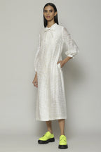 Fern Crewel Embroidered Silk X Cotton Tunic Ivory
