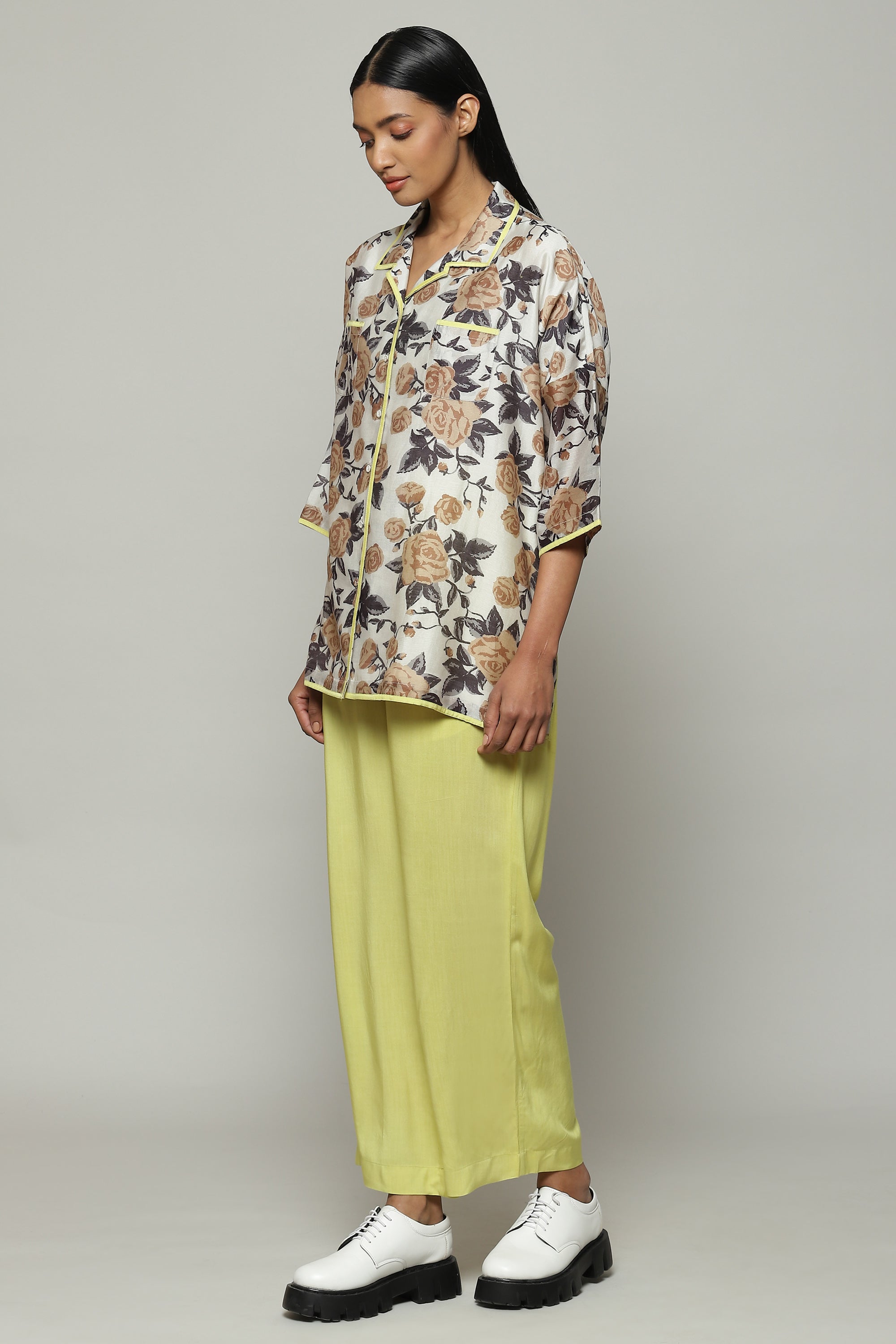 Kenzo Print Silk X Cotton Shirt Ivory-Parchment