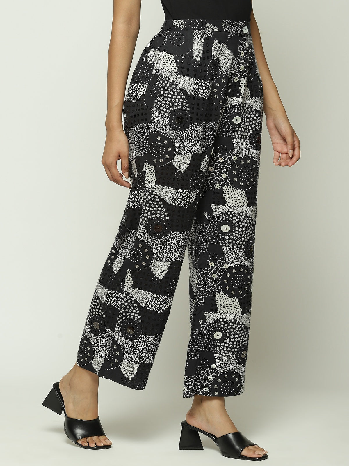 Multi Dots Black Trouser