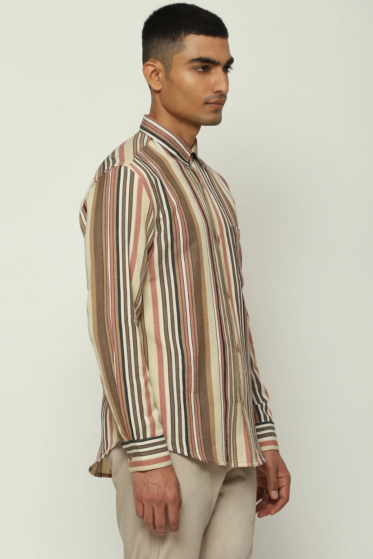 Woven Neutral Stripes Shirt