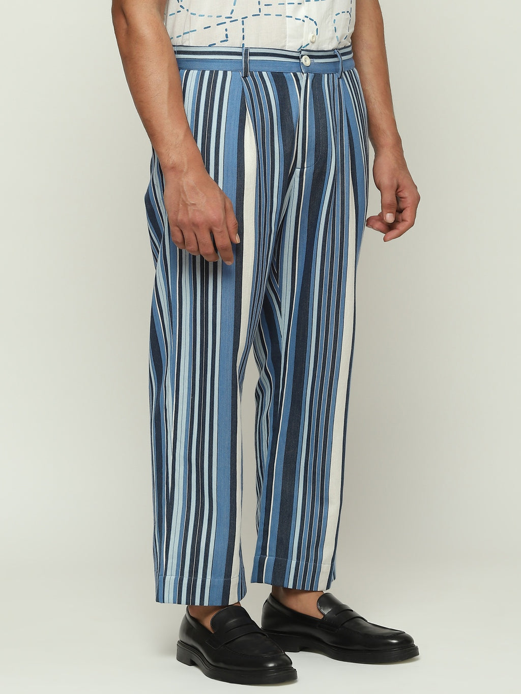 Woven Indigo Stripes Trouser