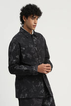 News Print Shirt Jacket