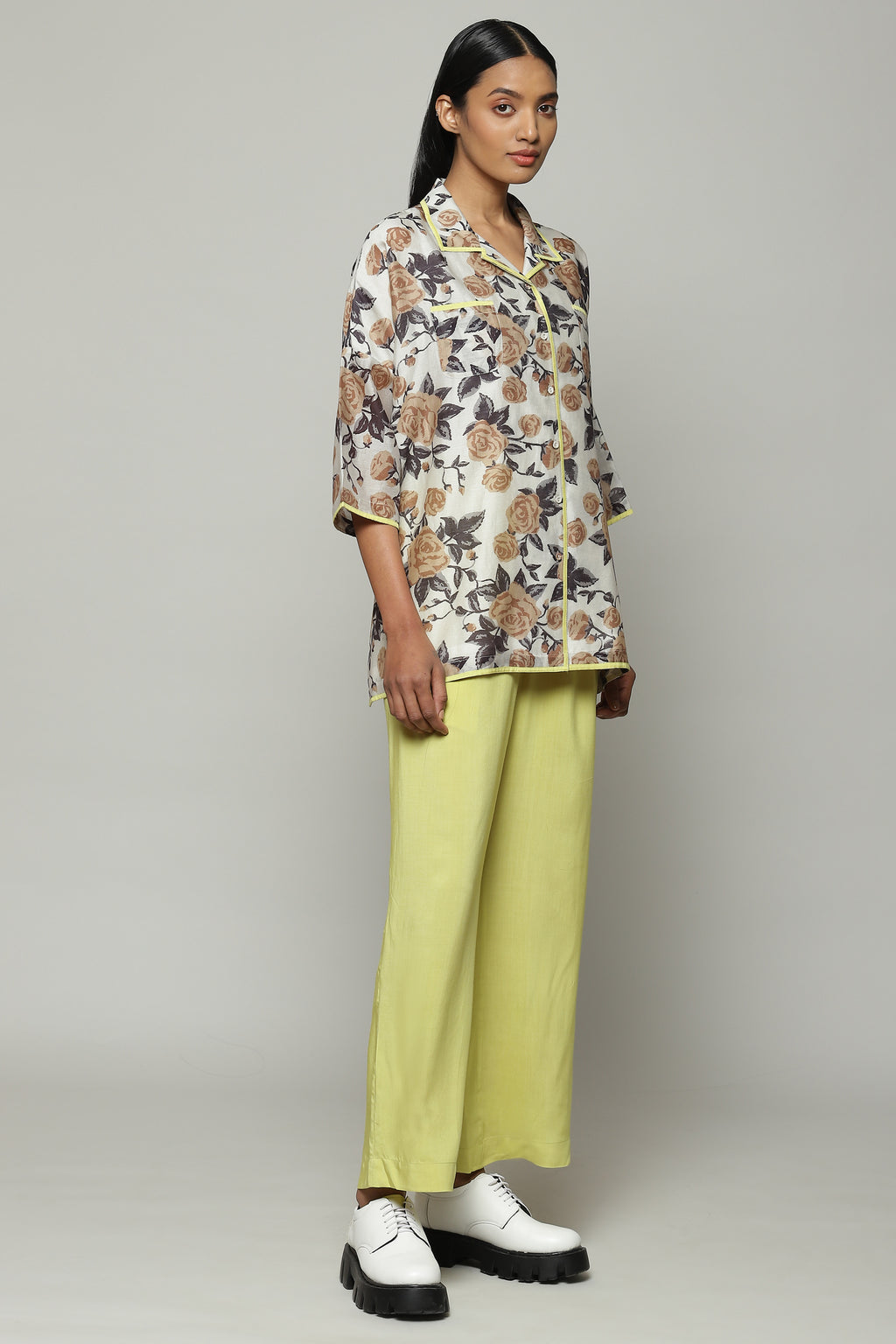Kenzo Print Silk X Cotton Shirt Ivory-Parchment