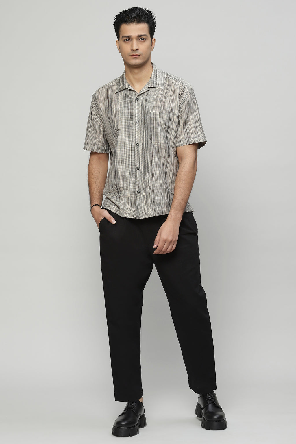 Space Dyed Handspun Handwoven Tencel Cotton Shirt
