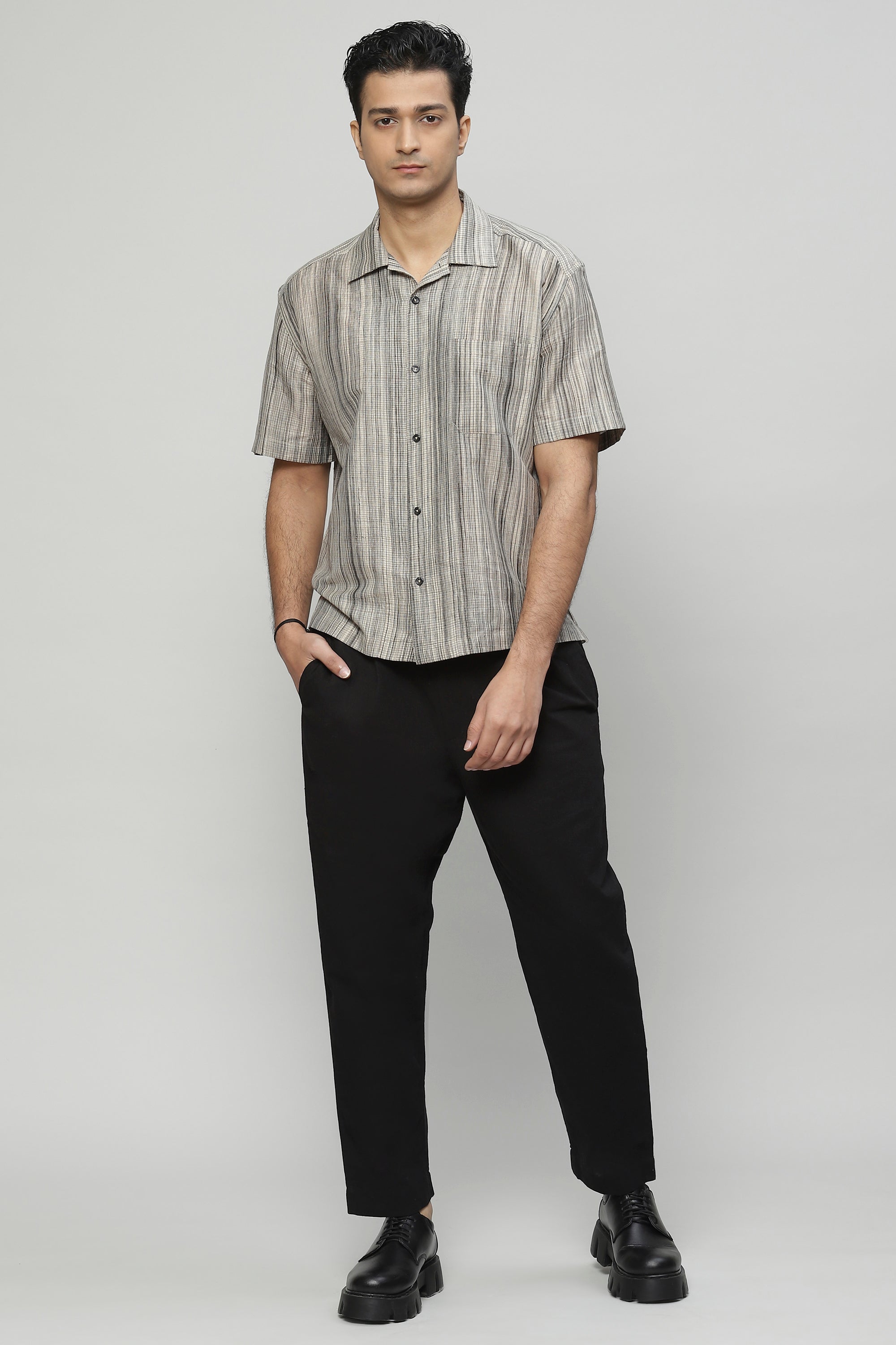 Space Dyed Handspun Handwoven Tencel Cotton Shirt