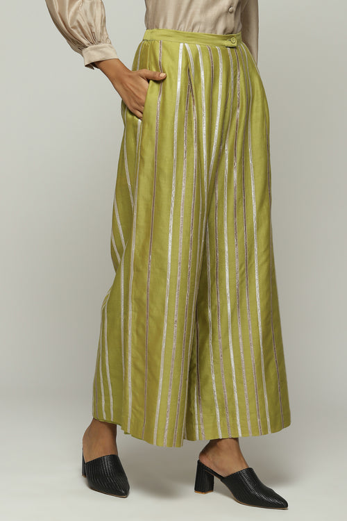 Tonal Lace Trim Trouser