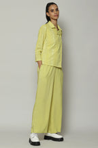 Patchwork Embroidered Cambric Shirt Lime