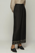 Circle Print &  Beads - Sequins Straight Pant