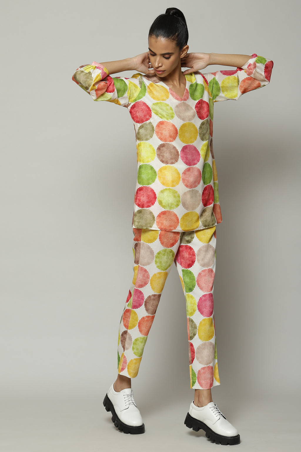 Chrysantheum Print Silk Cotton Dress Multicolour