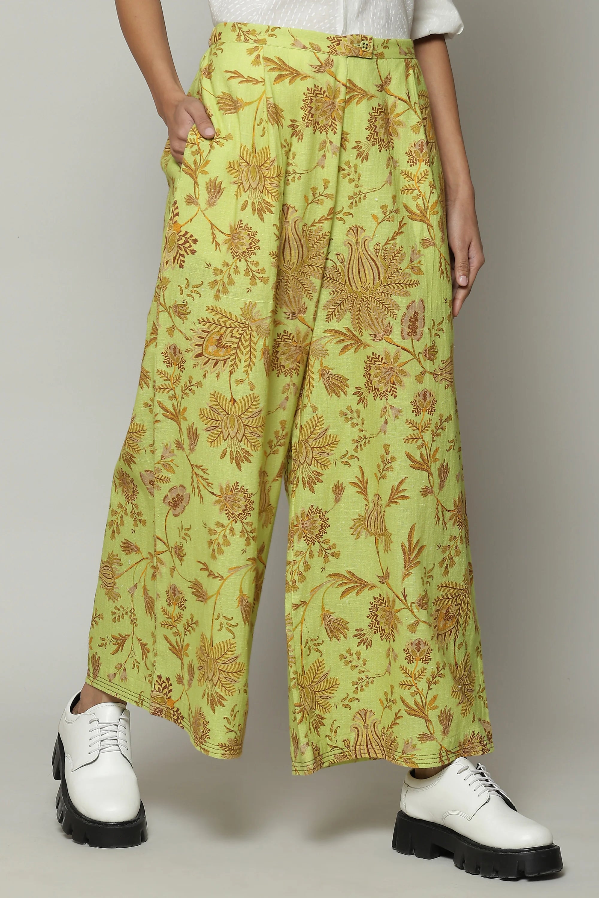 Chintz Print Handspun Handwoven Cotton Pant Citrus