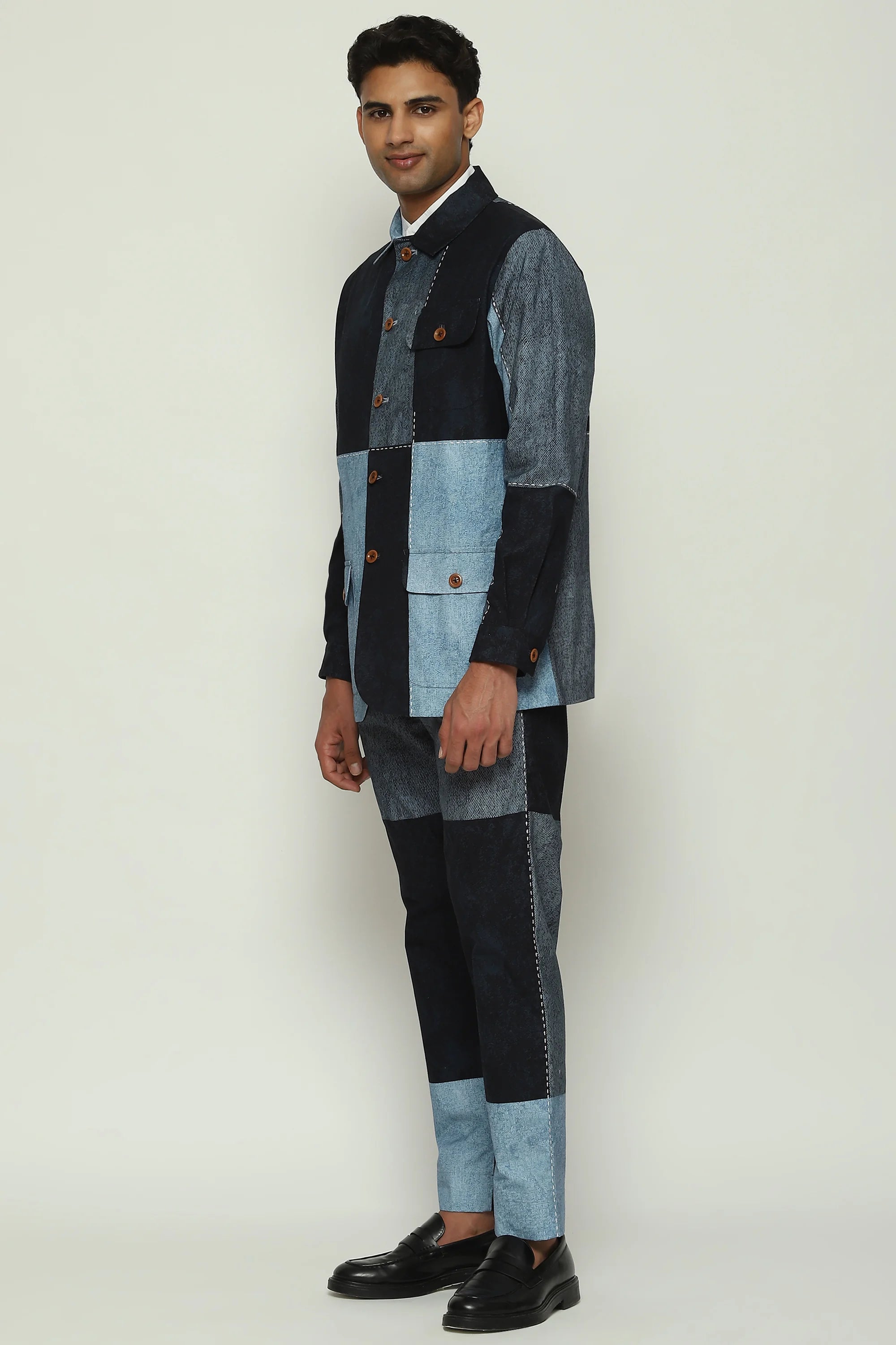 Denim Printed Patchwork Jacket
