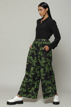 Leaf Print Handspun Handwoven Cotton Pallazo Pant