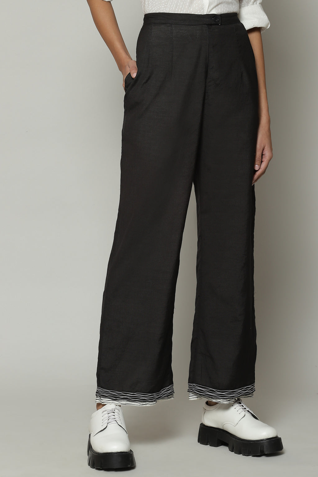 Double Sheer Luxe Voile Pant Black