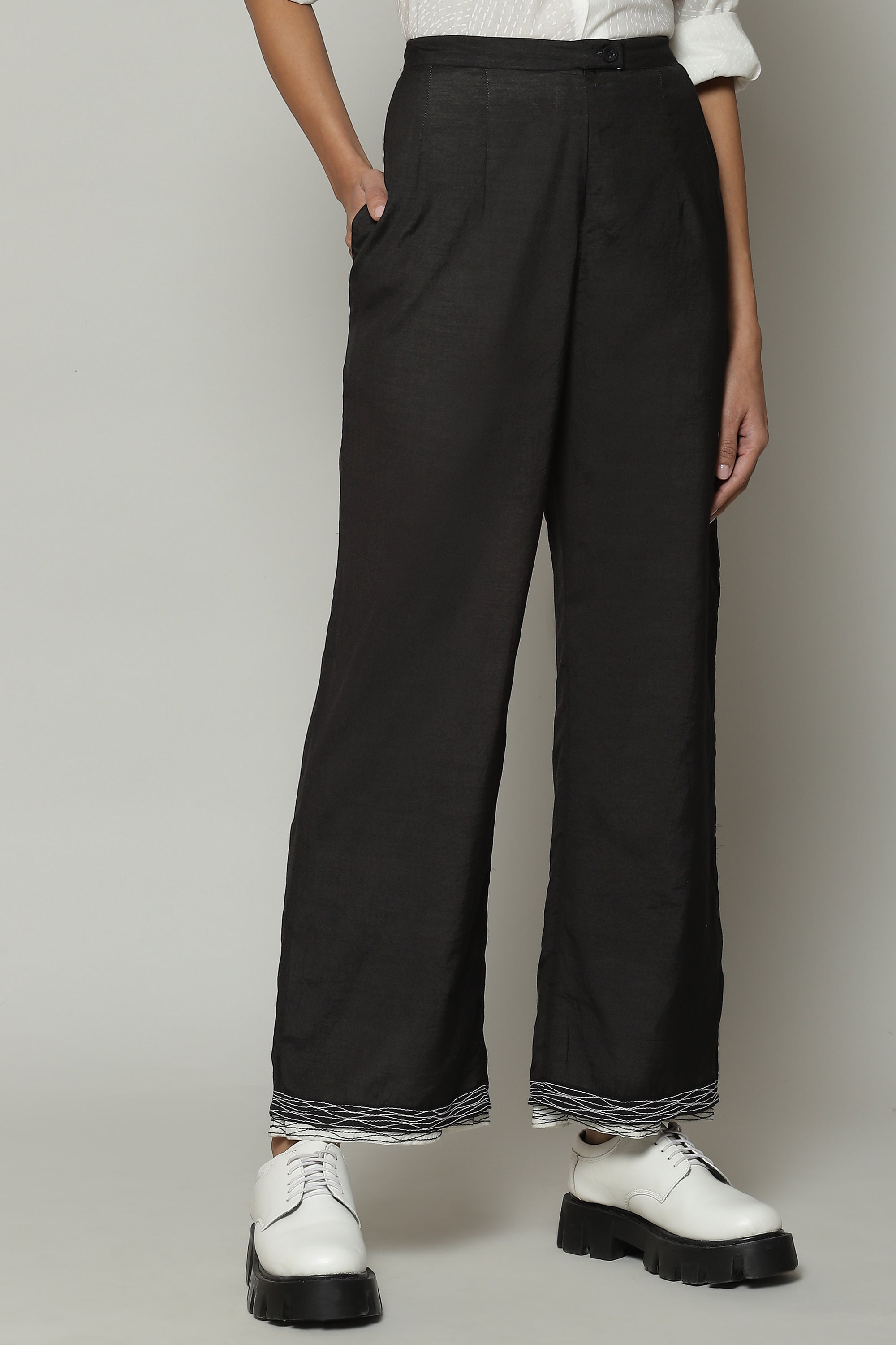 Double Sheer Luxe Voile Pant Black