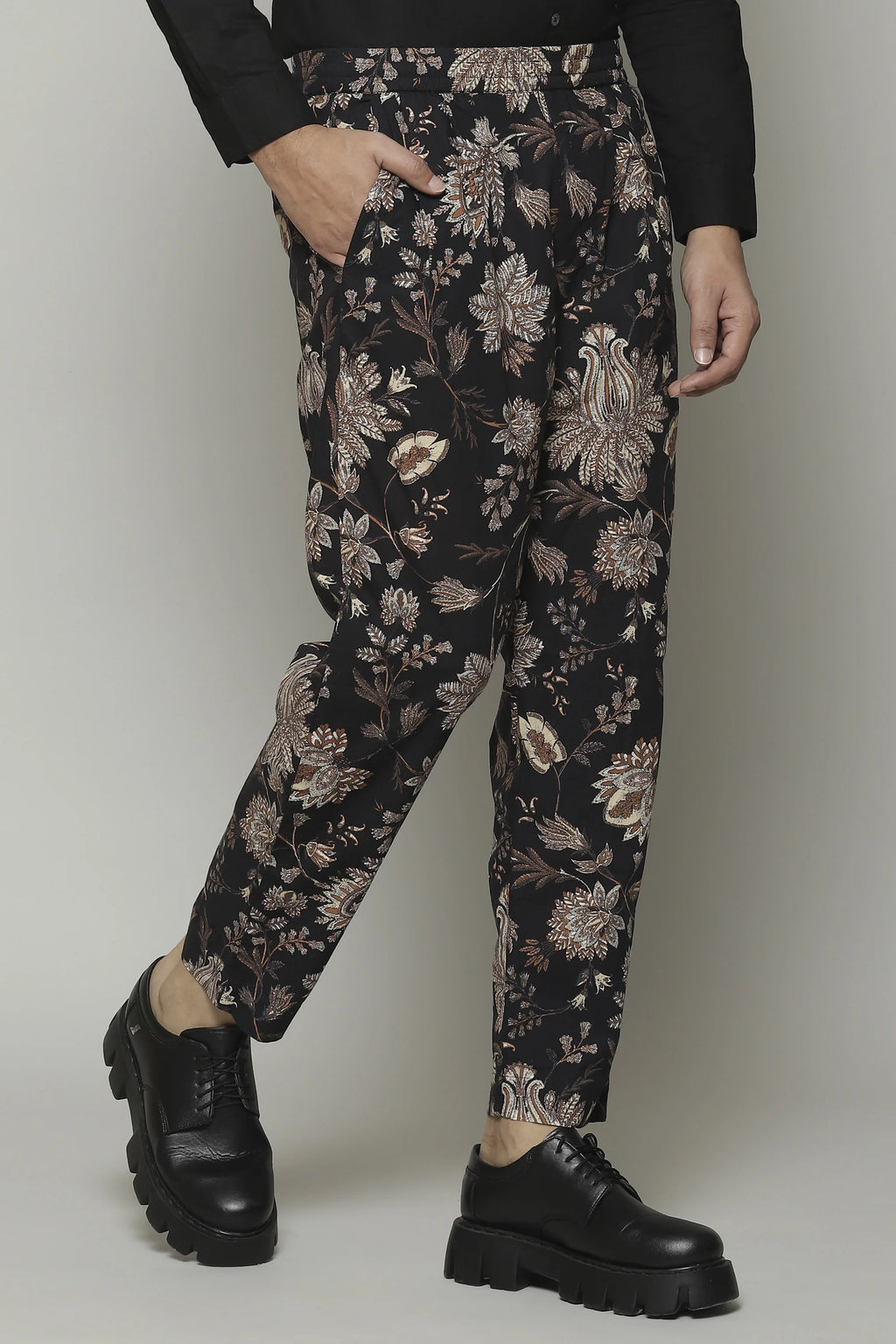 Chintz Print Cottonpoplin Trouser Black