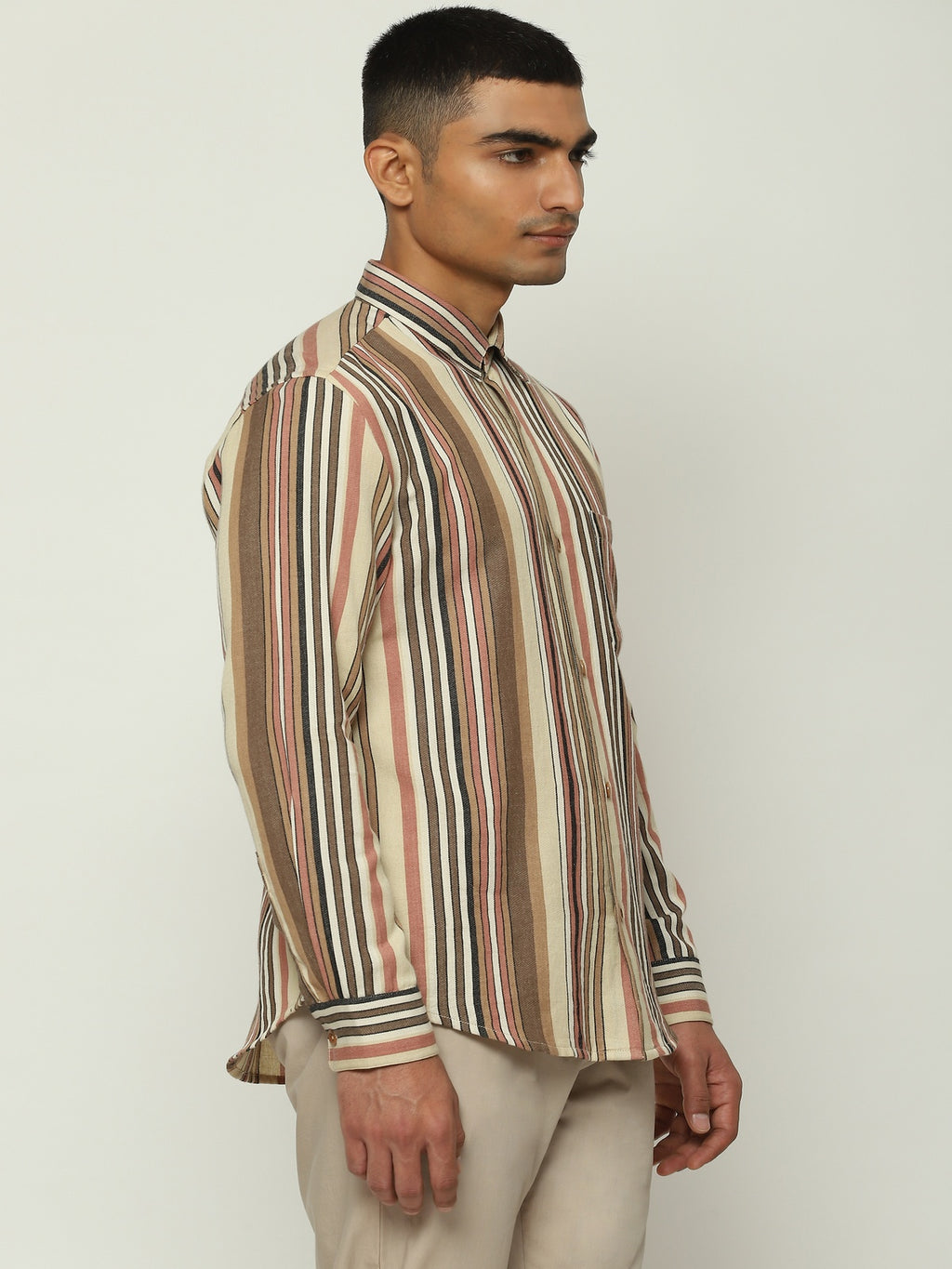 Woven Neutral Stripes Shirt