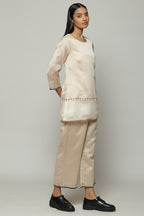 Maheshwar Border Silk X Cotton Tunic Parchment