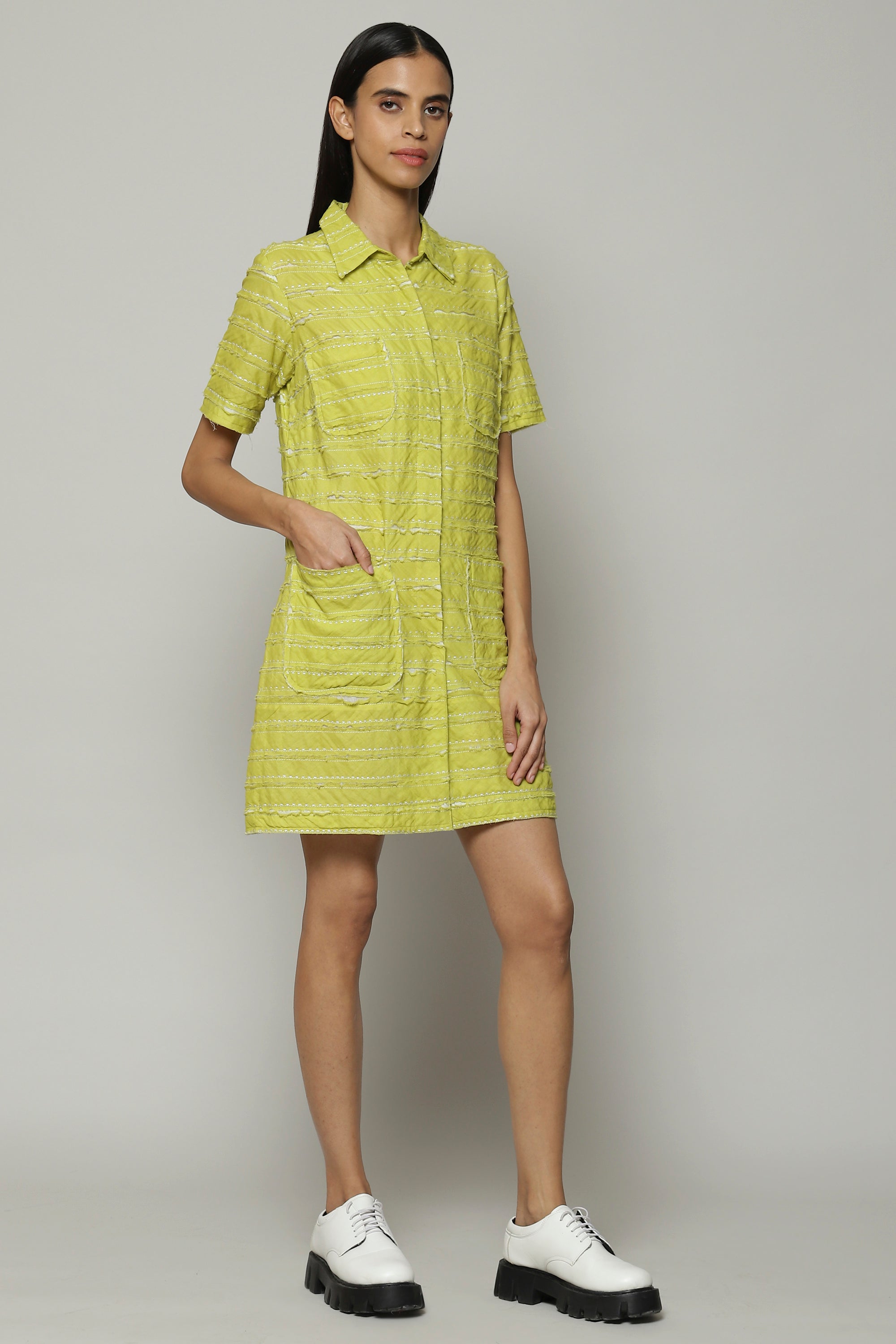 Applique Cutwork Cotton Shirt Citrus