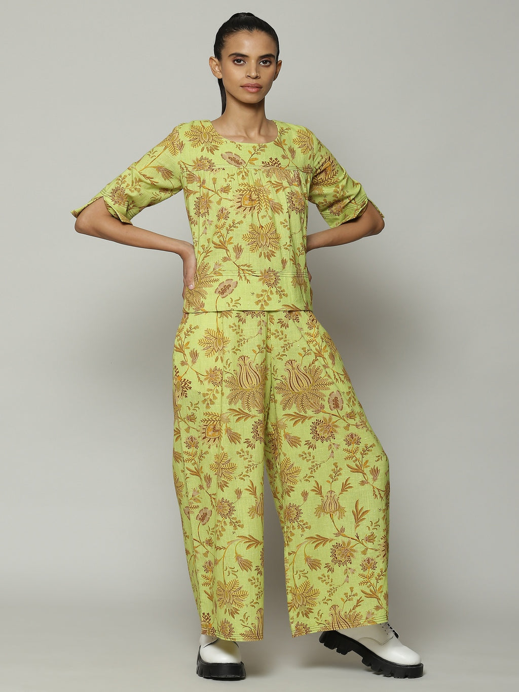 Chintz Print Handspun Handwoven Cotton Top Citrus