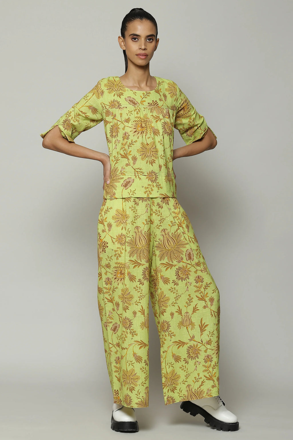 Chintz Print Handspun Handwoven Cotton Top Citrus