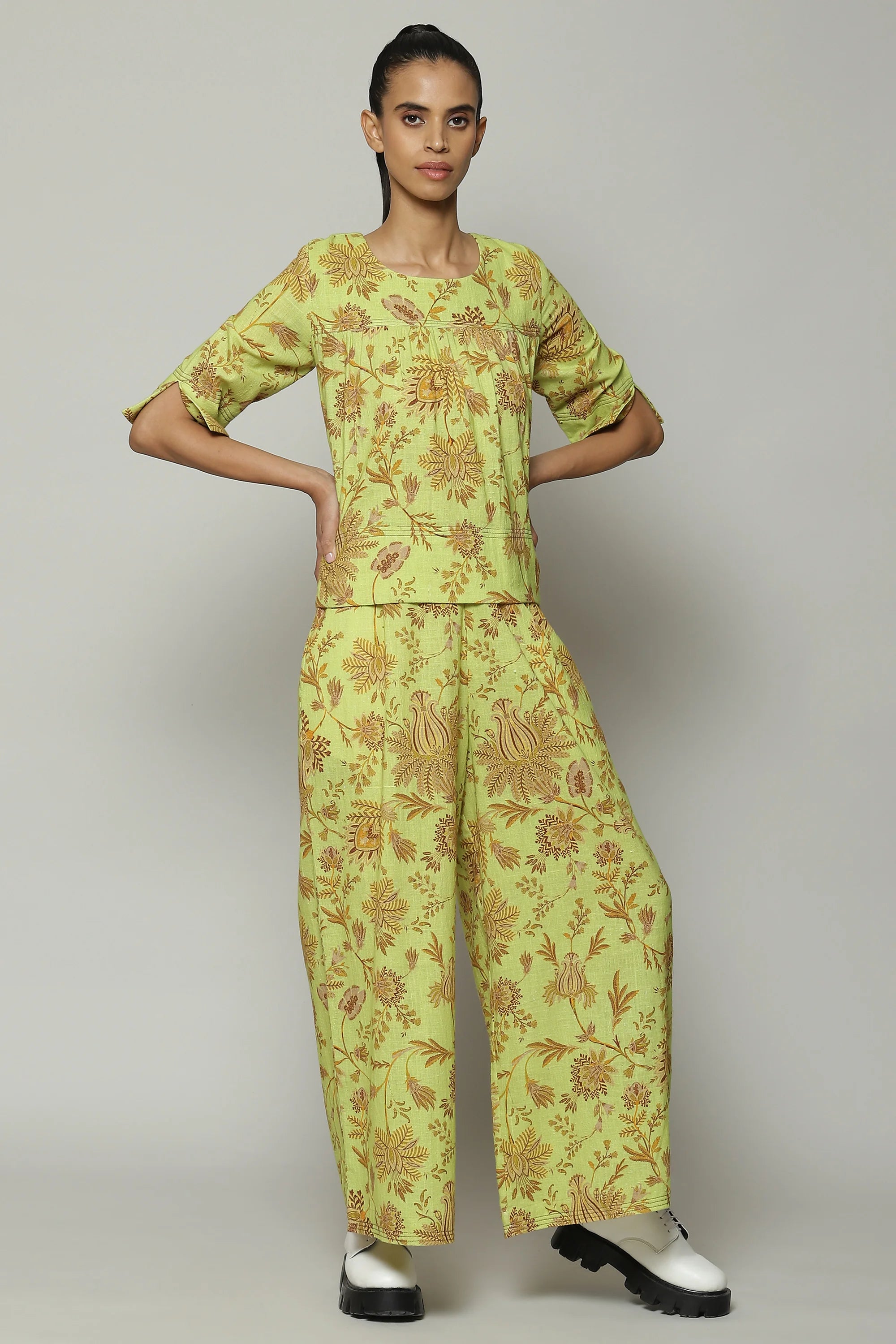 Chintz Print Handspun Handwoven Cotton Top Citrus