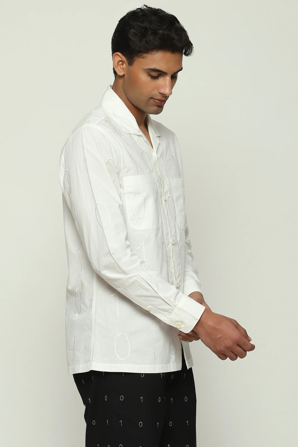 Tonal Ebroidered Code Shirt
