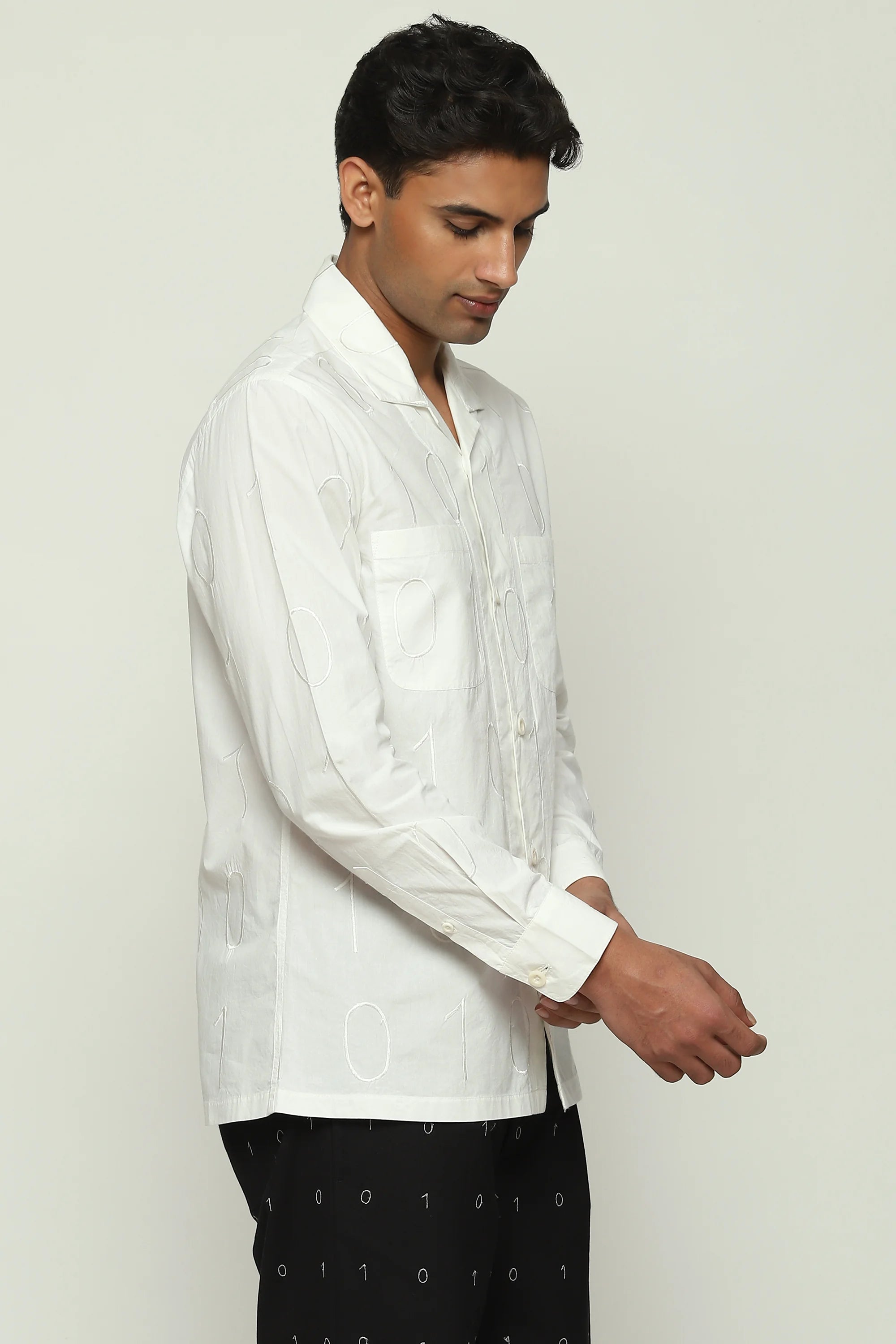 Tonal Ebroidered Code Shirt