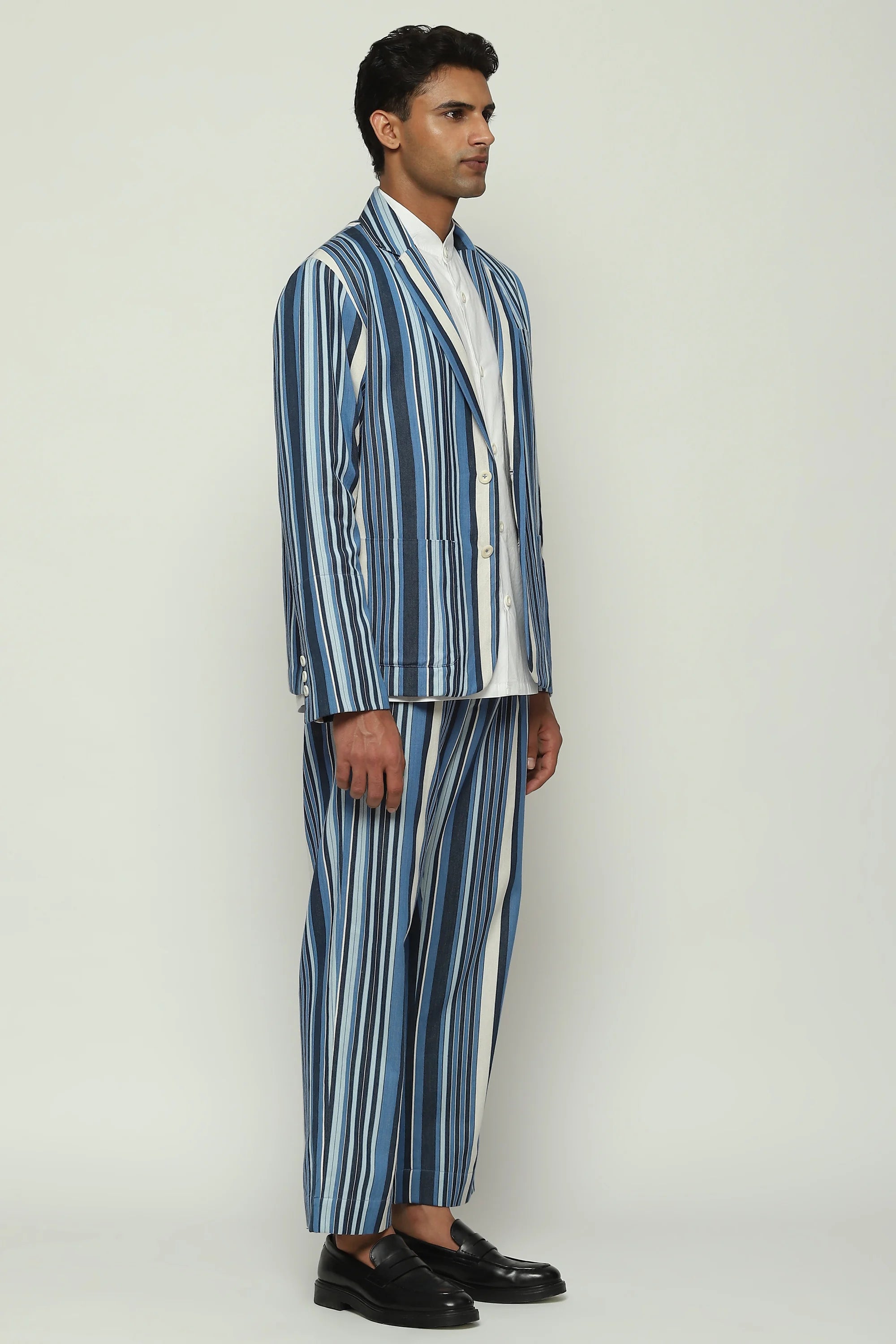 Woven Indigo Stripes Jacket
