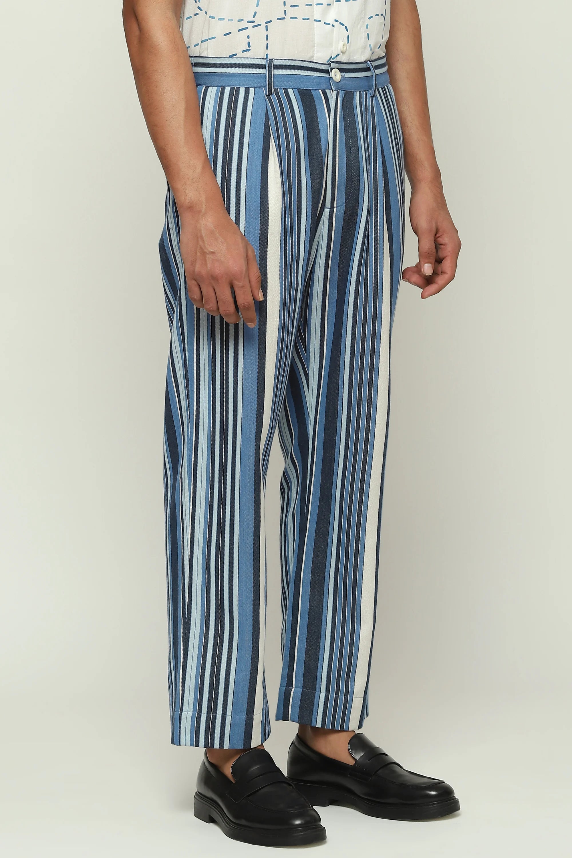 Woven Indigo Stripes Trouser