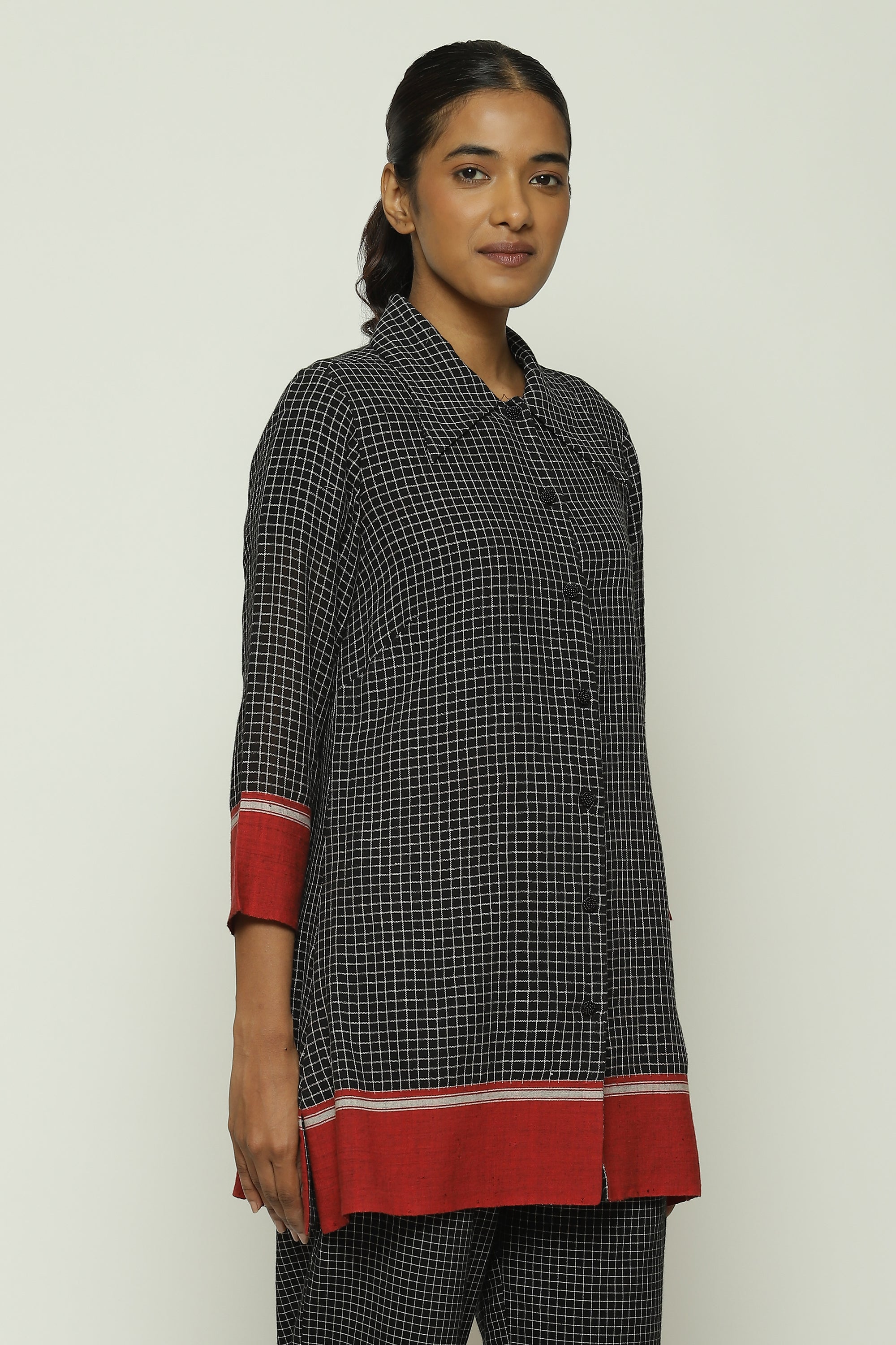 Chettinad Checks Red Border Shirt