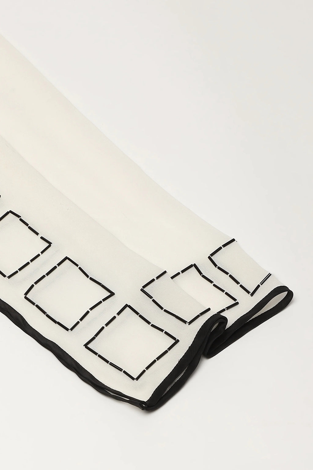 Geometric Square Embroidery Scarf