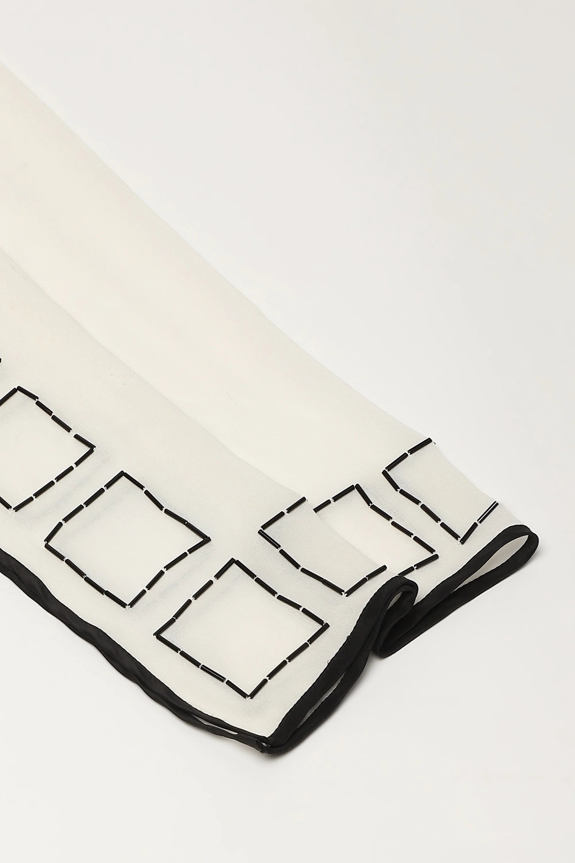 Geometric Square Embroidery Scarf