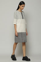Turned Weft Handwoven Cotton Kurta Ivory-Grey