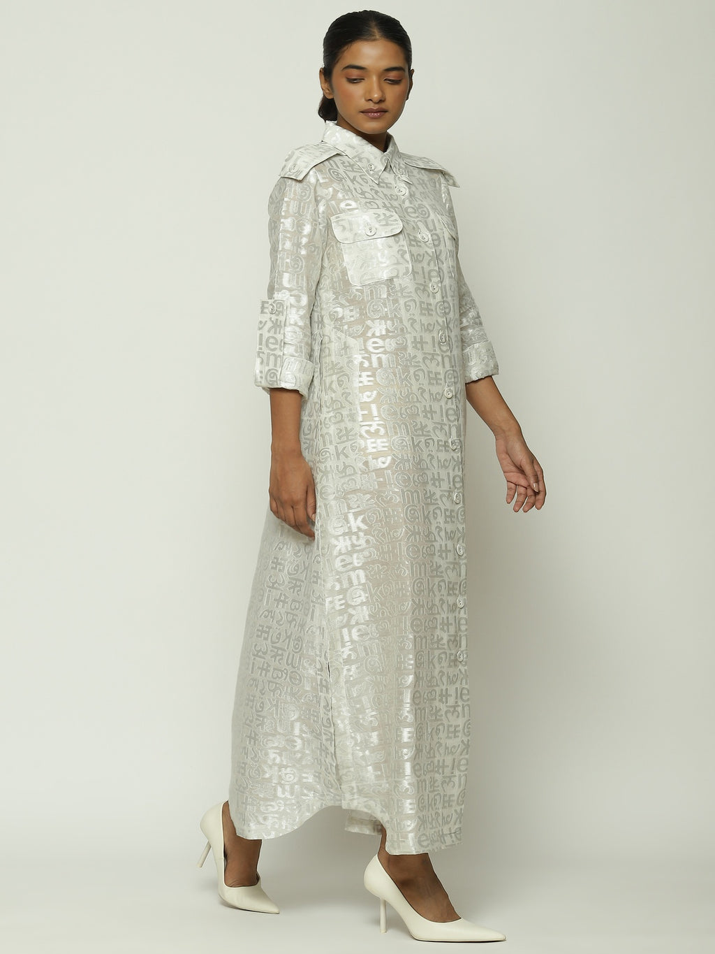 Calligraphy Cutwork Zari Shirt