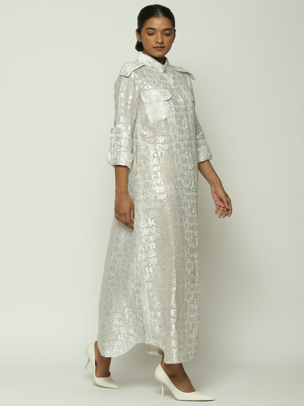 Calligraphy Cutwork Zari Shirt