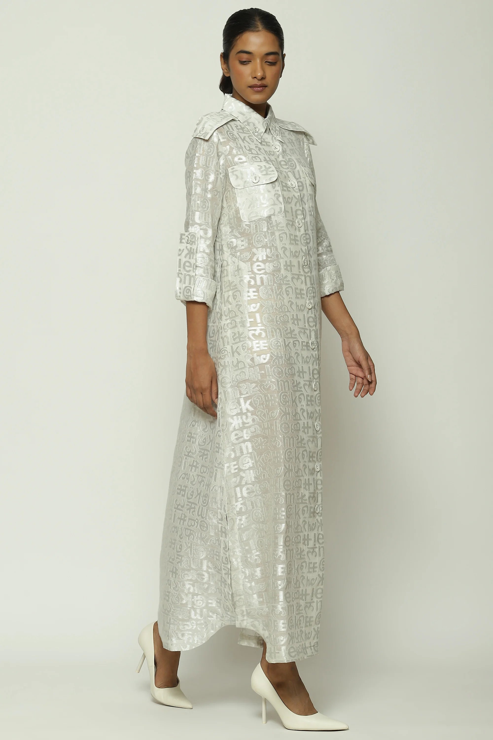 Calligraphy Cutwork Zari Shirt