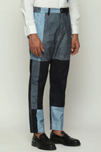 Denim Printed Patchwork Trouser