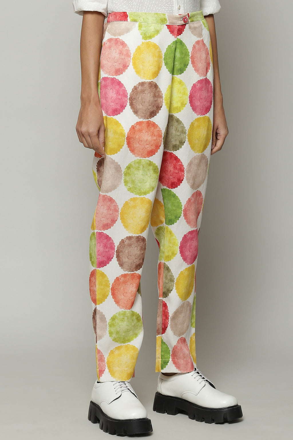 Chrysantheum Print Tencel X Flax Pant Multicolour
