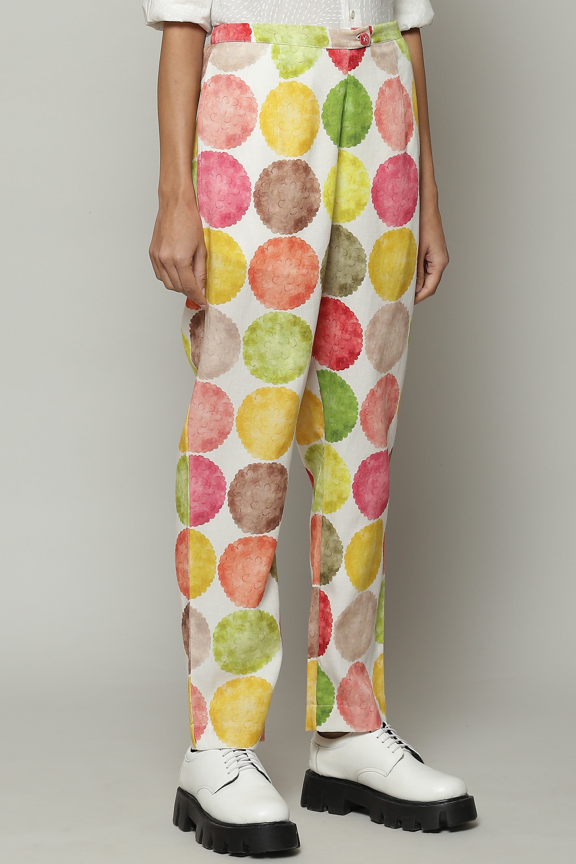 Chrysantheum Print Tencel X Flax Pant Multicolour