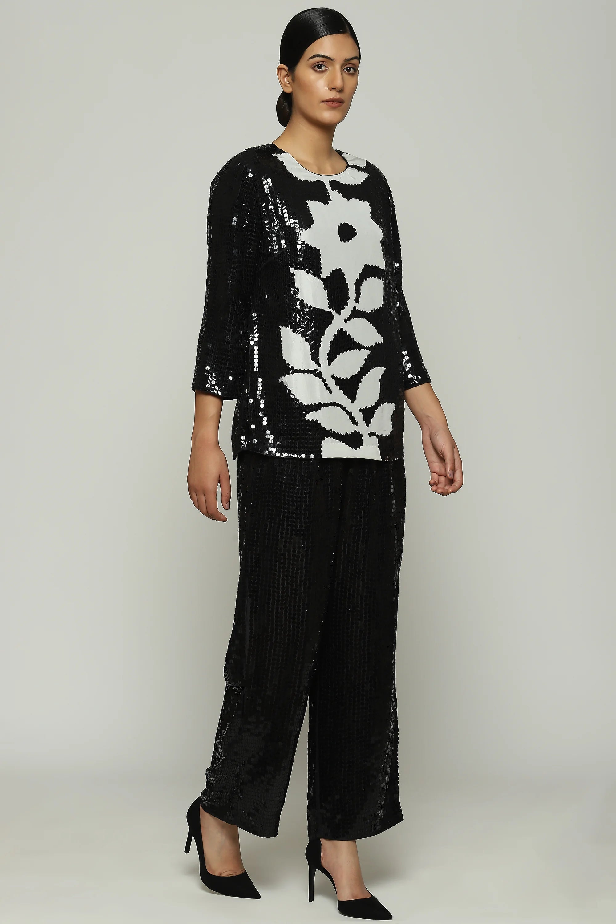 Print & Sequins  Floral Tunic