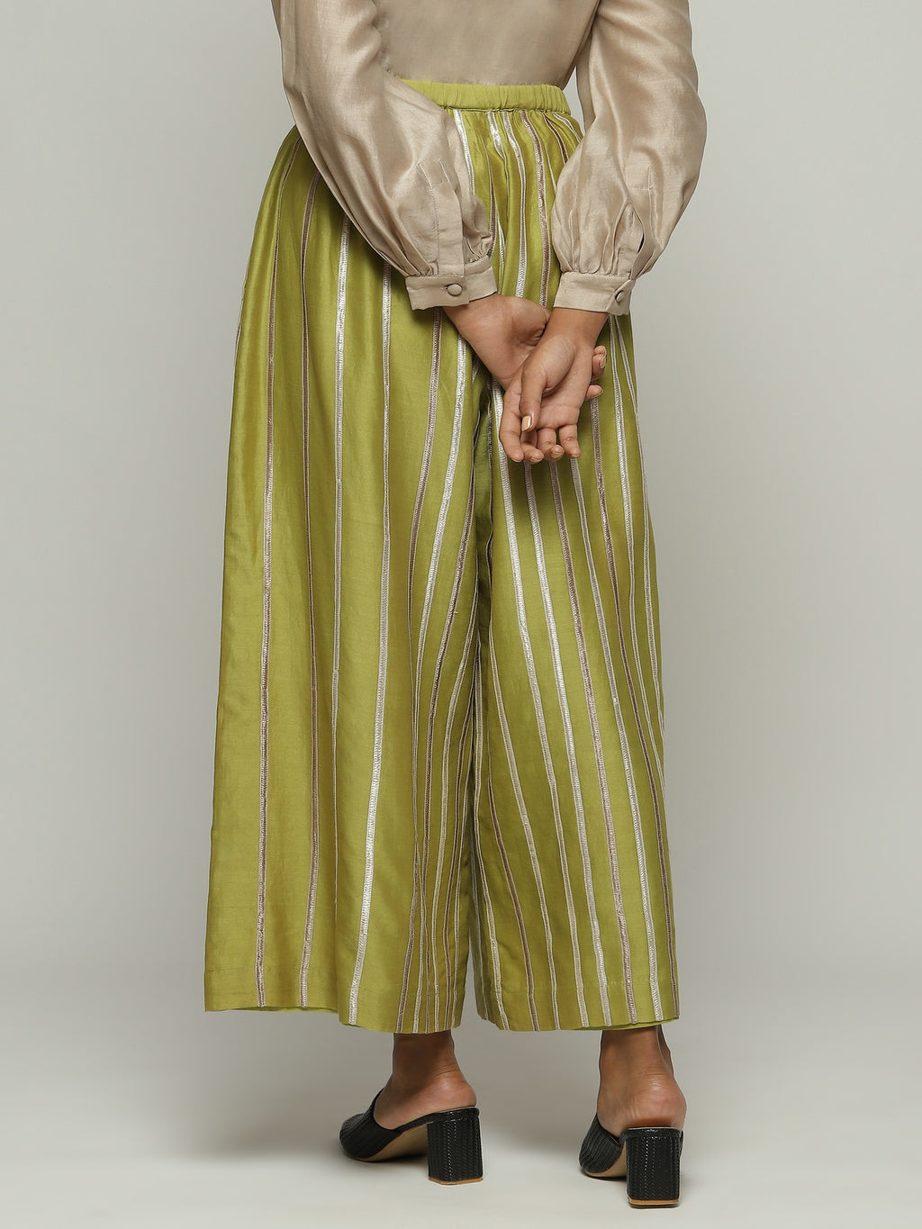 Tonal Lace Trim Trouser