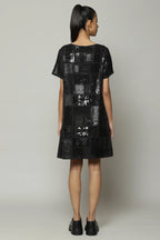 Square Sequin Luxe Voile Dress Black